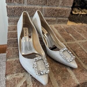Women's Badgley Mischka Cher Evening Pumps Champagne Glitter Size 7 #161